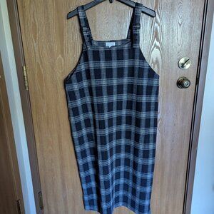 Sweet Salt Navy Blue Plaid Overall Dress, 12